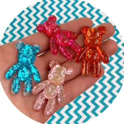 Holographic Glitter Bear Charms